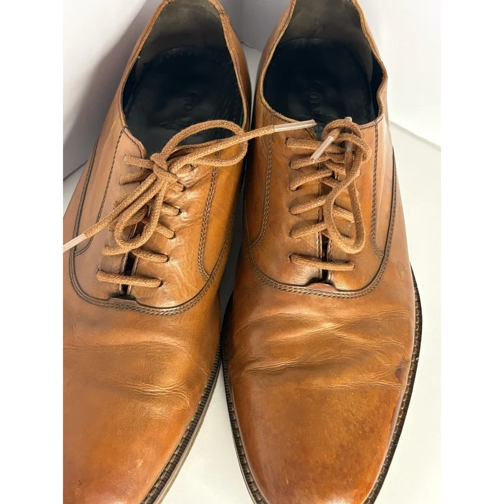 Cole Haan Nik Air Leather Oxford Lace-Up Shoes‎ Men's Size 10M Brown Plain-Toe